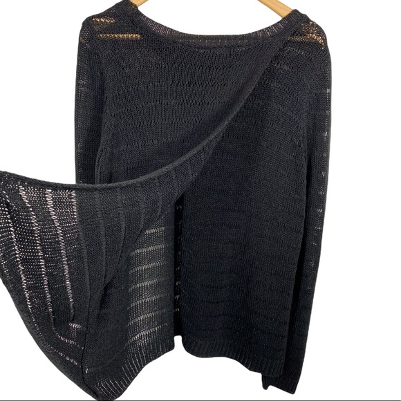 LANE BRYANT split back open weave knit sweater classic black 18 PLUS-SIZED WOMEN - Picture 2 of 5